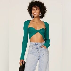 Gauge81 Lifa Ribbed Twist Crop Top 💚 Emerald Green — Size M